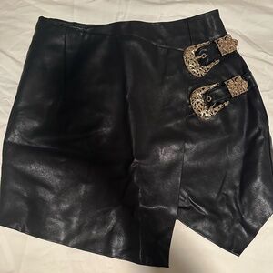 Forever 21 Faux Leather Buckle Skirt